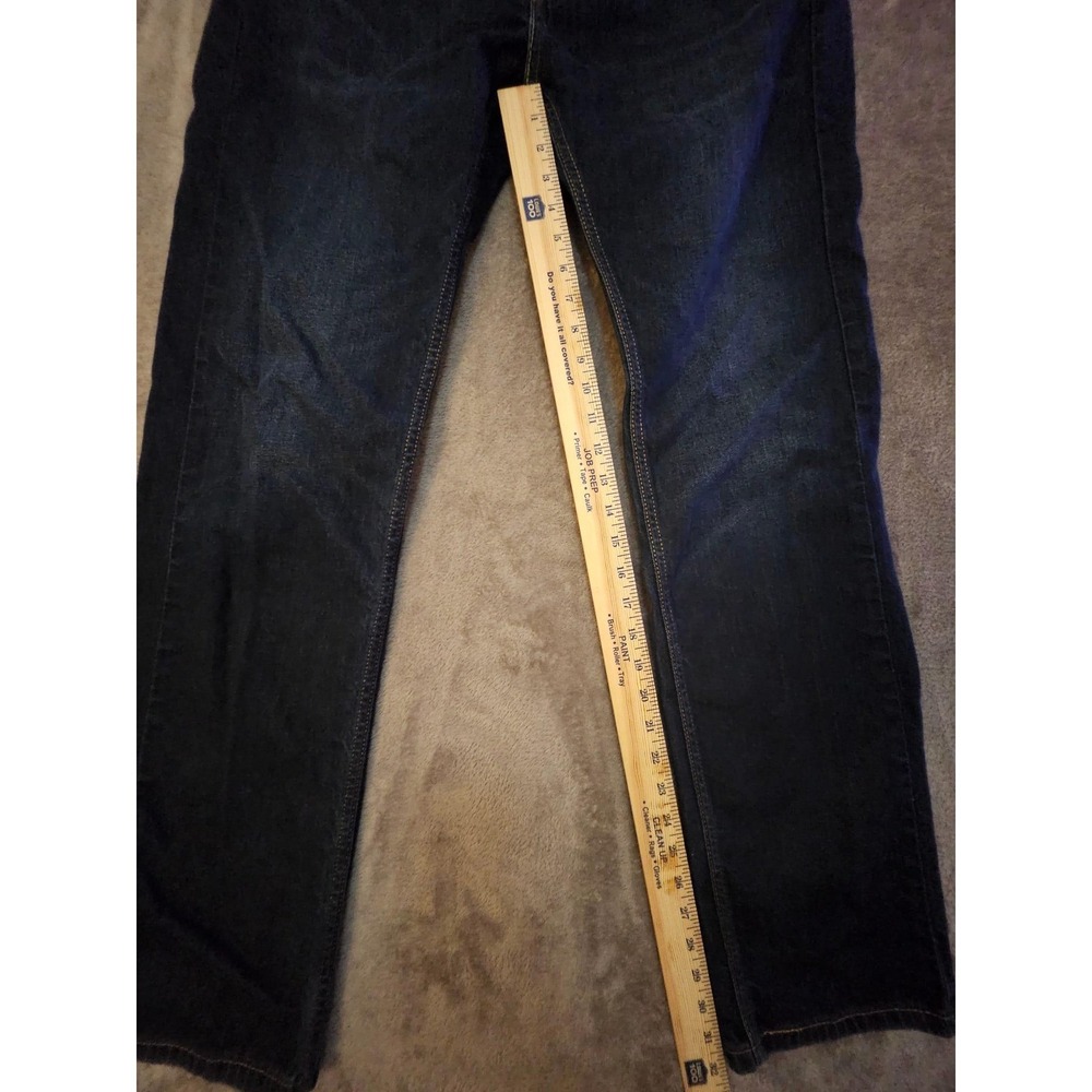 Levis 505 Regular Fit Jeans Mens 34x34 Dark Wash Straight Leg Denim Blue Pants - Picture 7 of 9